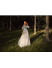 Ivory Shinning Lace Tulle Flowing Wedding Dress With Detachable Sleeves